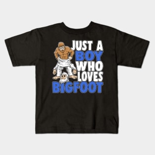 Just A Boy Who Loves Bigfoot Yeti Party Sasquatch Kids T-Shirt